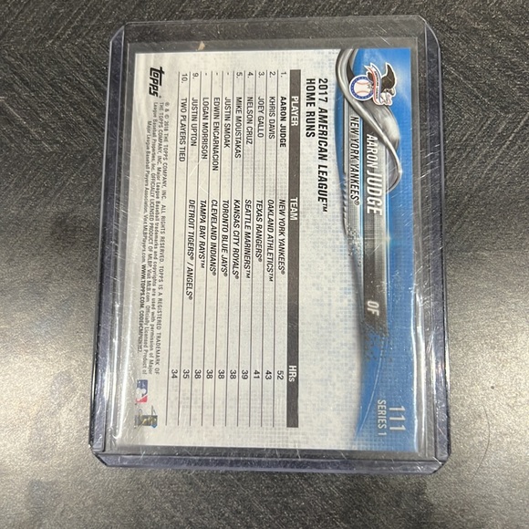 Aaron Judge 2018 Topps Series 1 AL League Leaders #111 New York Yankees MVP - Picture 4 of 5